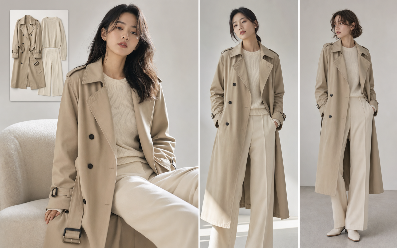 Same model preserved across pose, scene, and fashion variations